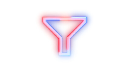 Neon icon filter symbol blue red color transparent background