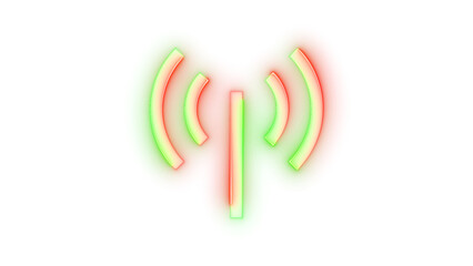 Neon icon internet sharing hotspot symbol green red color transparent background