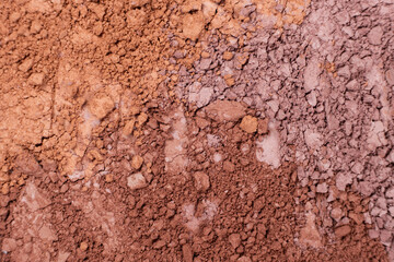 Macro texture of different shades of eyeshadow top view
