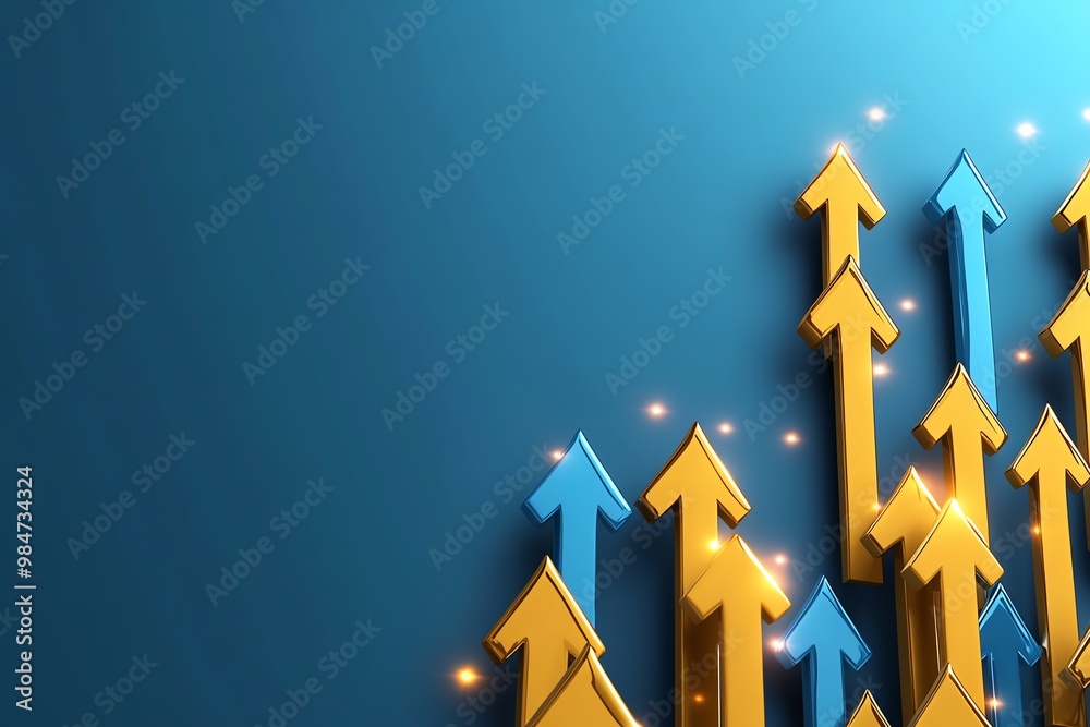 Poster Abstract arrows moving upward, representing the progress and continuous growth of a business