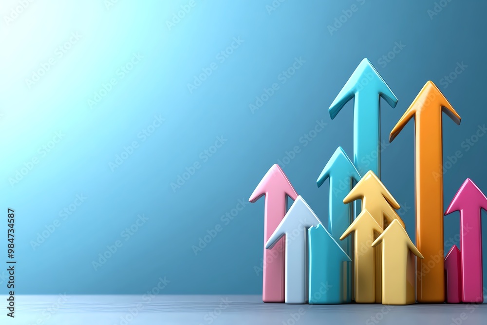 Poster abstract arrows moving upward, representing the progress and continuous growth of a business