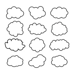 creative cloud shape outline set drawing 