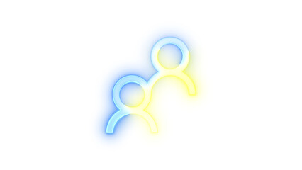 Neon icon people symbol blue yellow color transparent background