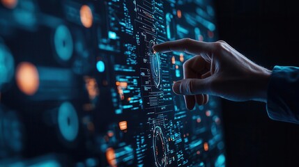 AI-powered marketing assistant analyzing engagement data on a virtual screen, futuristic marketing, data-driven strategy