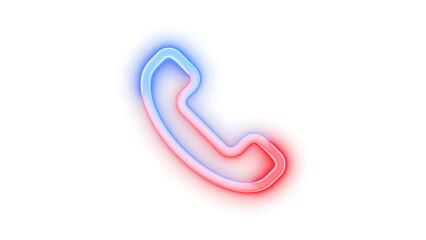 Neon icon phone symbol blue red color transparent background