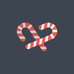 dual candy canes in flat vector design.