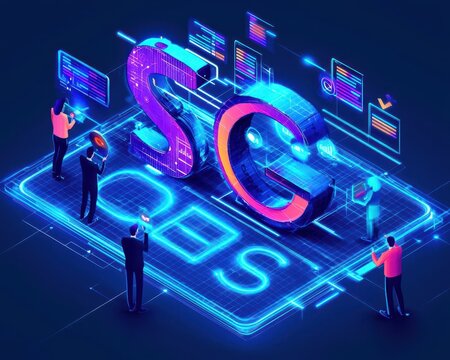 Virtual SEO workshop with marketers using holographic tools, digital learning, skill enhancement