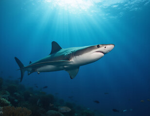 Fototapeta premium a shark swimming in the underwater
