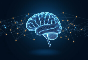 Fototapeta premium Brain with Artificial Intelligence network stock Image 