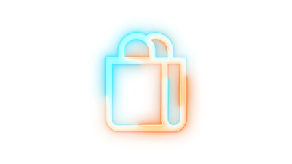 Neon icon shop symbol brown cyan color transparent background