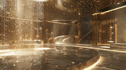 A luxury spa where the water is infused with stardust, offering guests a cosmic bathing experience that rejuvenates both body and soul