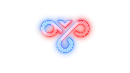 Neon icon VPN symbol blue red color transparent background