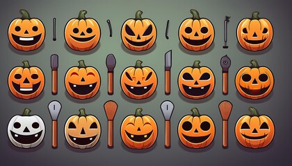 halloween pumpkin set or  set of halloween pumpkins. new