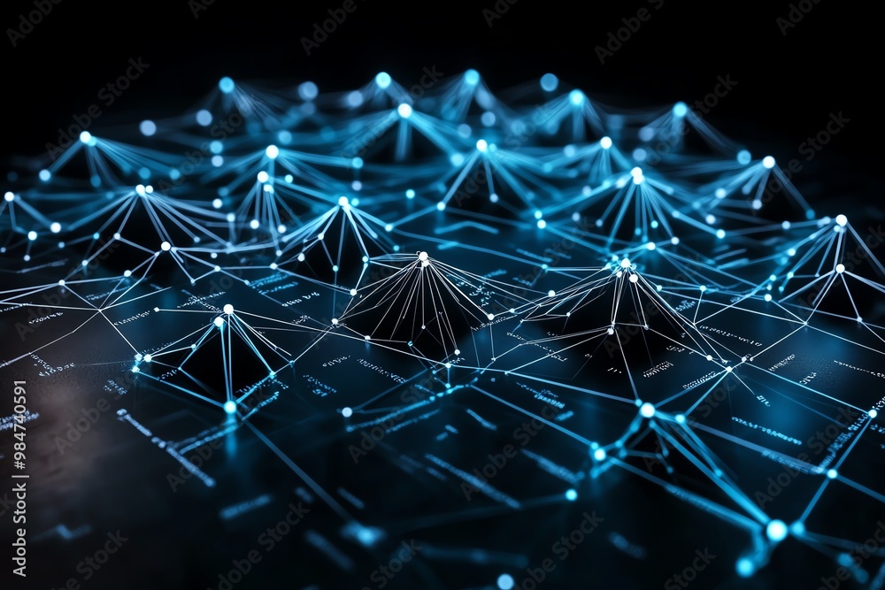 Aufkleber Abstract data points, with lines connecting dots to form a business analytics network, symbolizing data flow