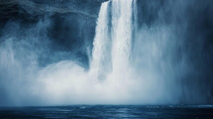 Naklejka premium Waterfall Cascading with Mist in High-Speed Capture