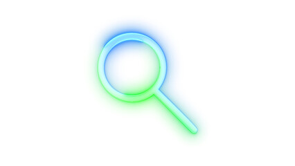 Neon icon zoom symbol blue green color transparent background