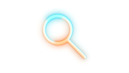 Neon icon zoom symbol brown cyan color transparent background