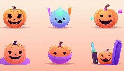 halloween pumpkin set or  set of halloween pumpkins. new