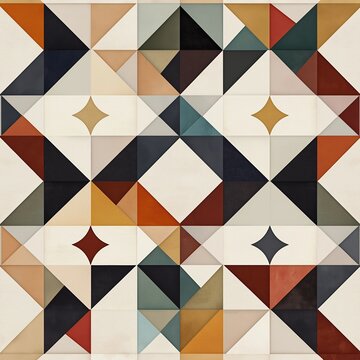 Geometric Design Featuring Interlocking Stars and Triangles in Earth Tones