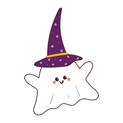 cute hand drawing cartoon ghost for halloween. cute halloween drawing for sticker, icon