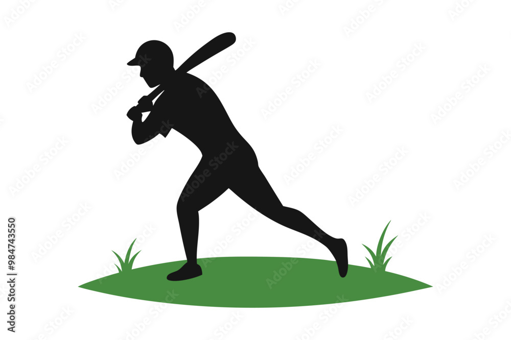 Canvas Prints Vector Art of Cricketer on Field.