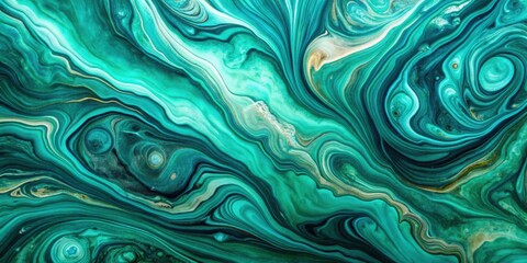 Fototapeta premium Abstract art of malachite and turquoise marble ink swirls , marbled, texture, abstract, background, green, blue, elegant