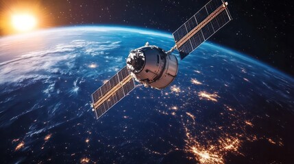 Naklejka premium AI space exploration driving innovation in satellite technologies and planetary missions