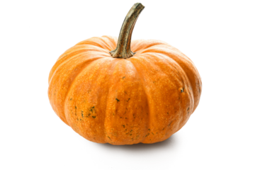 Ripe orange pumpkin isolated on transparent background