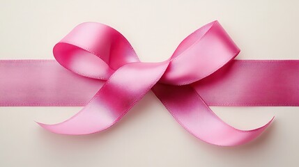 Elegant double pink ribbon overlapping in a beautiful bow on a pale background, symbolizing femininity and celebration