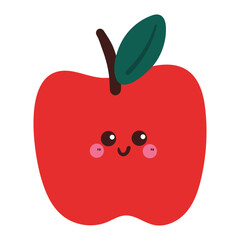 cute hand drawing cartoon apple sticker. cute apple character drawing for sticker, doodle