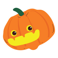 cute hand drawing cartoon pumpkin for halloween. cute pumpkin lantern for halloween sticker, icon