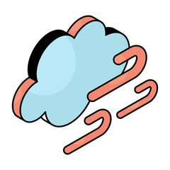 Editable design icon of windy cloud 