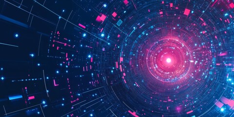 Obraz premium An engaging and dynamic digital background that showcases vibrant shades of blue and pink, making it perfect for highlighting technology, artificial intelligence, and various key datadriven concepts