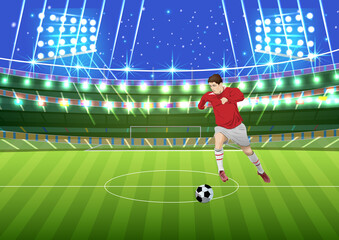 Professional Soccer Player in Action on the Stadium