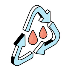 Conceptual flat design icon of water recycling 