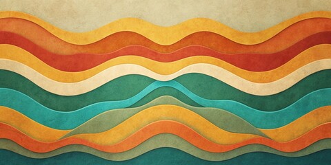 abstract retro background with wavy shapes and vintage paper texture