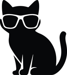 A cat with sunglasses logo icon silhouette vector image