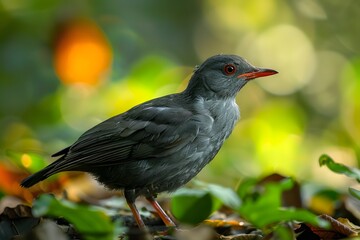 Captivating Gray Bird Amidst Lush Greenery