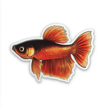 recommend clip art: Orange and black Siamese fighting fish with flowing fins.
