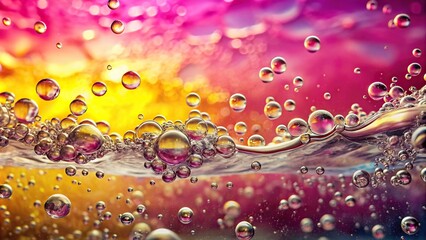 Abstract underwater scene with bubbles and pink and yellow colors