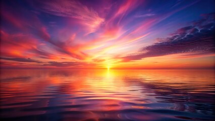 Fototapeta premium Abstract water background with red purple sunset or sunrise point of view