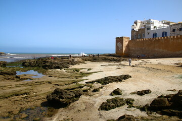 Muro exterior de la Medina en la Costa de Esauira, Marruecos