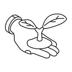 Leaf on hand, concept of eco care