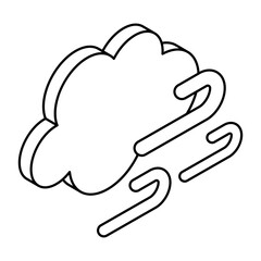 Editable design icon of windy cloud 