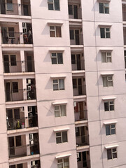 Jakarta, Indonesia - September 19 2024: apartment building with a very high front or side view