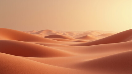Desert dunes with soft, flowing shapes and warm sunset light