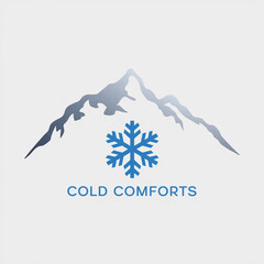 Silver mountain silhouette with snowflake logo, minimalist design