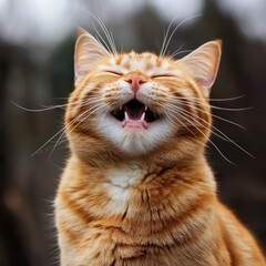 Portrait of bengal cat sitting down and look at camera. happy cat face