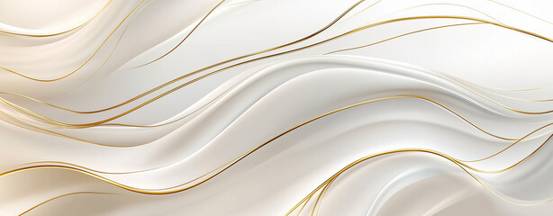 Obraz premium Abstract Light Gray Background with Gold Lines on White Paper, Web Poster, Banner, Placard. AI generation.
