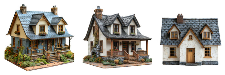 Cottage house isolated on transparent background